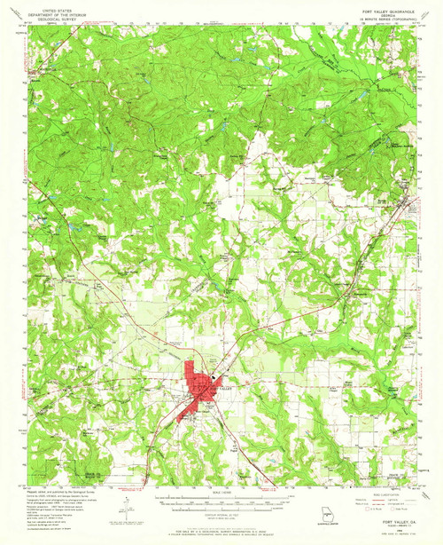 Fort Valley, Georgia 1956 (1965) USGS Old Topo Map Reprint 15x15 GA Quad 247443