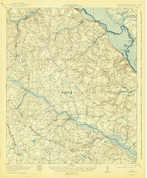 Greens Cut, Georgia 1920 (1943) USGS Old Topo Map Reprint 15x15 GA Quad 247460