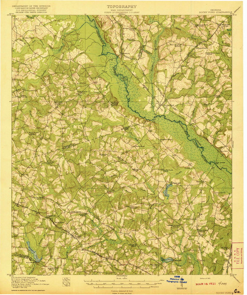 Rocky Ford, Georgia 1921 () USGS Old Topo Map Reprint 15x15 GA Quad 247551