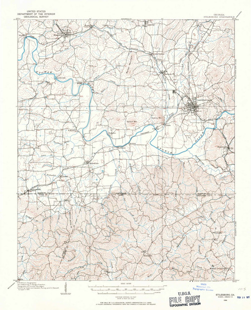 Stilesboro, Georgia 1906 (1971) USGS Old Topo Map Reprint 15x15 GA Quad 247569