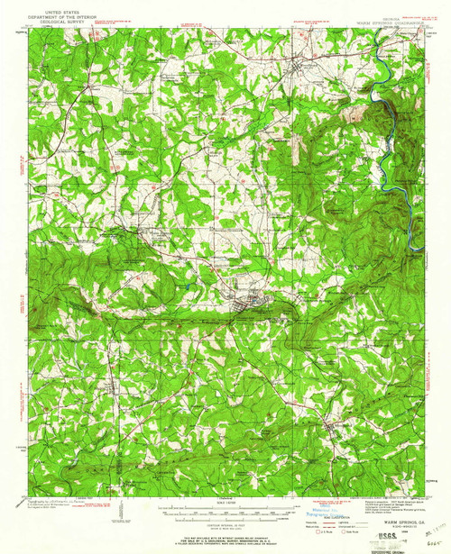 Warm Springs, Georgia 1934 (1961) USGS Old Topo Map Reprint 15x15 GA Quad 247598