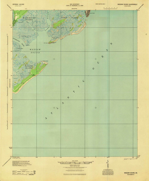 Wassaw Sound, Georgia 1945 () USGS Old Topo Map Reprint 15x15 GA Quad 247609