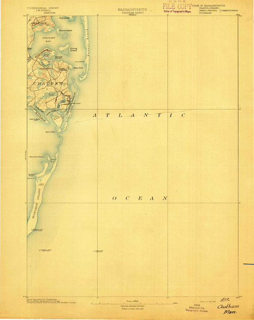 Chatham, Massachusetts 1893 (1893) USGS Old Topo Map Reprint 15x15 MA Quad 352553