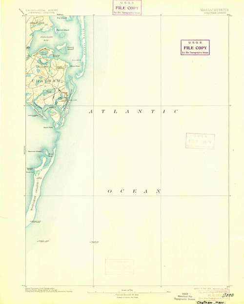 Chatham, Massachusetts 1893 (1905) USGS Old Topo Map Reprint 15x15 MA Quad 352555
