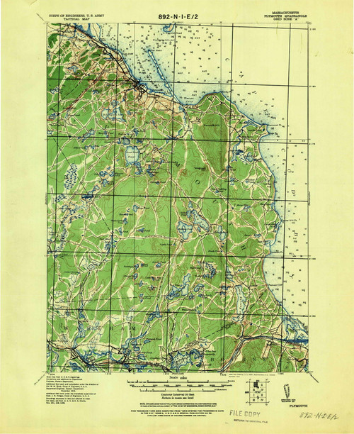 Plymouth, Massachusetts 1943 (1943) USGS Old Topo Map Reprint 15x15 MA Quad 352947