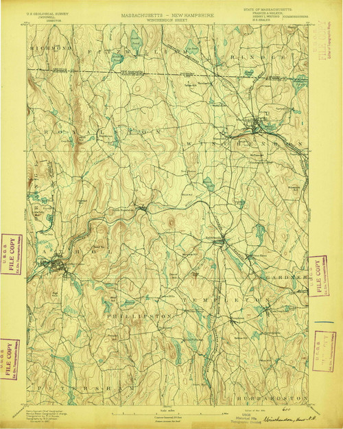 Winchendon, Massachusetts 1894 (1894) USGS Old Topo Map Reprint 15x15 MA Quad 353121