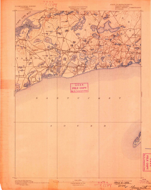 Yarmouth, Massachusetts 1893 (1898) USGS Old Topo Map Reprint 15x15 MA Quad 353149