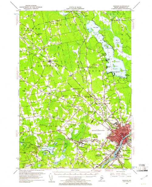 Bangor, Maine 1955 (1961) USGS Old Topo Map Reprint 15x15 ME Quad 460145