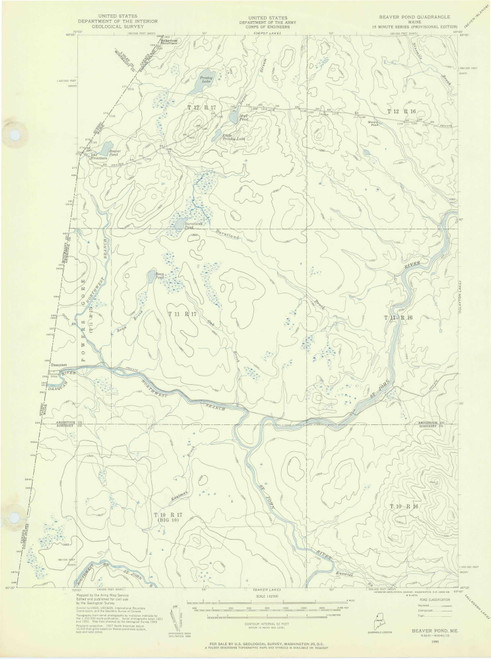Beaver Pond, Maine 1955 (1956) USGS Old Topo Map Reprint 15x15 ME Quad 306461