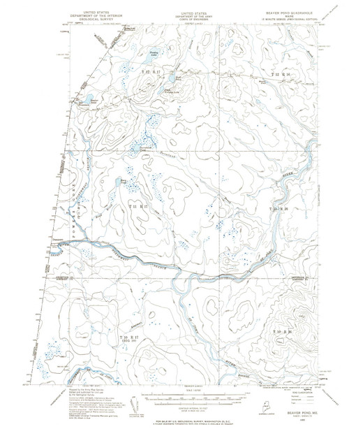 Beaver Pond, Maine 1955 (1961) USGS Old Topo Map Reprint 15x15 ME Quad 460169