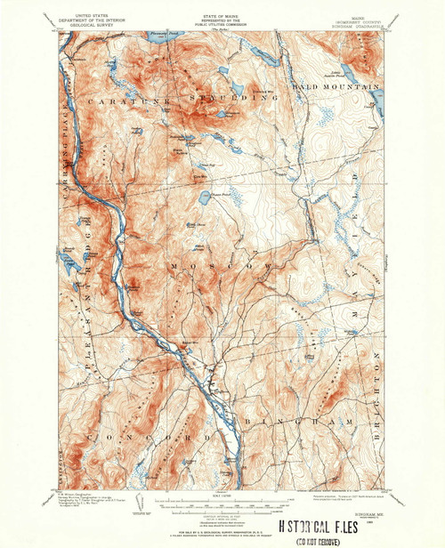 Bingham, Maine 1903 (1957) USGS Old Topo Map Reprint 15x15 ME Quad 460210