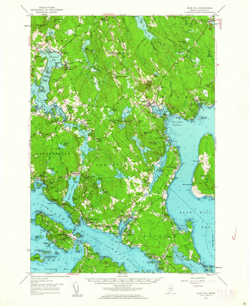 Blue Hill, Maine 1957 (1963) USGS Old Topo Map Reprint 15x15 ME Quad 460217