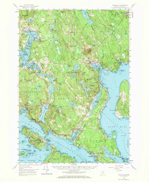 Blue Hill, Maine 1957 (1971) USGS Old Topo Map Reprint 15x15 ME Quad 460218