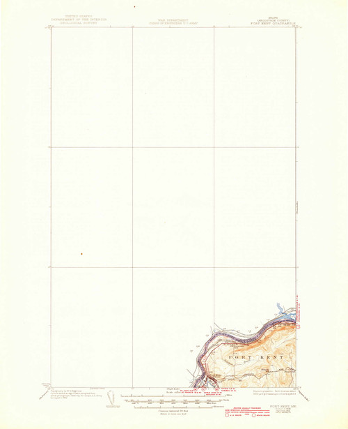 Fort Kent, Maine 1935 (1945) USGS Old Topo Map Reprint 15x15 ME Quad 460408