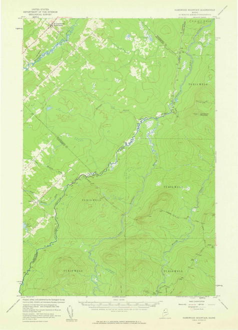 Hardwood Mountain, Maine 1957 (1960) USGS Old Topo Map Reprint 15x15 ME Quad 306602