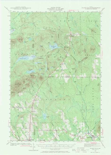 Island Falls, Maine 1940 (1971) USGS Old Topo Map Reprint 15x15 ME Quad 306610