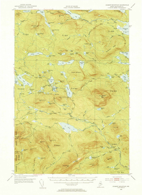 Jo-Mary Mountain, Maine 1952 (1953) USGS Old Topo Map Reprint 15x15 ME Quad 306613