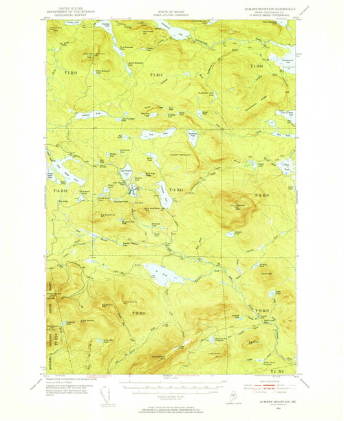 Jo-Mary Mountain, Maine 1952 (1955) USGS Old Topo Map Reprint 15x15 ME Quad 460499