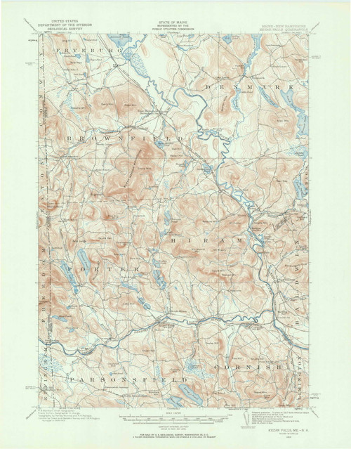 Kezar Falls, Maine 1910 (1960) USGS Old Topo Map Reprint 15x15 ME Quad 306627