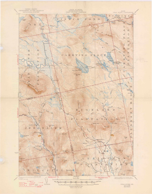 Little Bigelow Mountain, Maine 1928 (1947) USGS Old Topo Map Reprint 15x15 ME Quad 306643