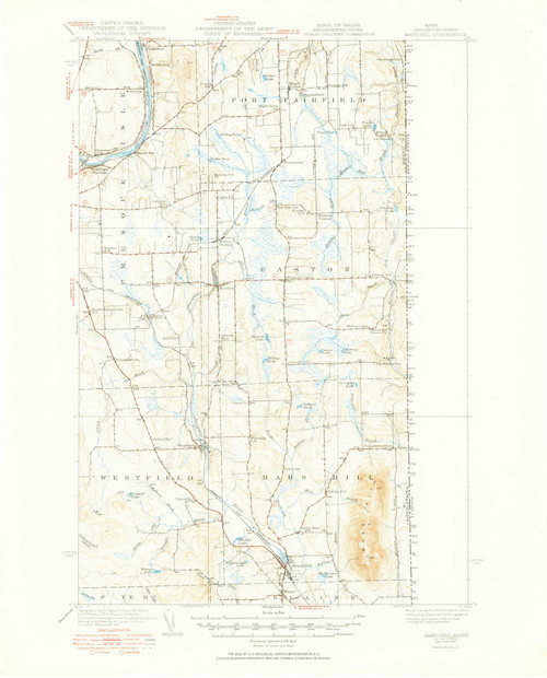 Mars Hill, Maine 1940 (1951) USGS Old Topo Map Reprint 15x15 ME Quad 460593