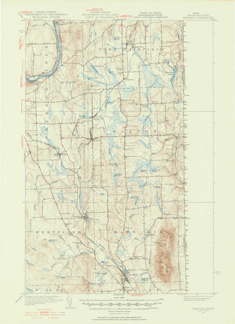 Mars Hill, Maine 1951 (1951) USGS Old Topo Map Reprint 15x15 ME Quad 306653