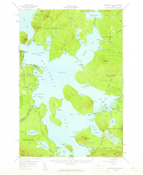 Moosehead Lake, Maine 1957 (1961) USGS Old Topo Map Reprint 15x15 ME Quad 460625
