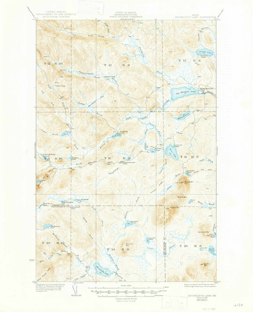 Mooseleuk Lake, Maine 1935 (1947) USGS Old Topo Map Reprint 15x15 ME Quad 460630