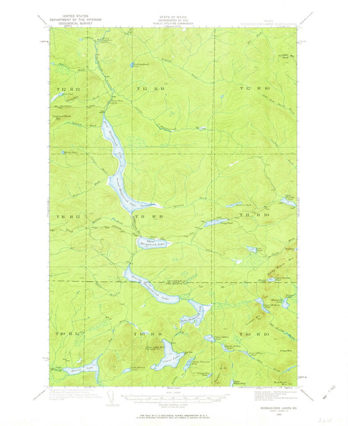Musquacook Lakes, Maine 1932 (1963) USGS Old Topo Map Reprint 15x15 ME Quad 460648