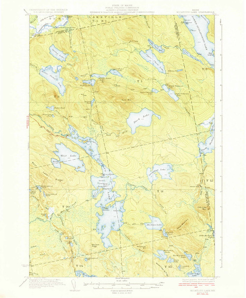 Nicatous Lake, Maine 1934 (1934) USGS Old Topo Map Reprint 15x15 ME Quad 460661