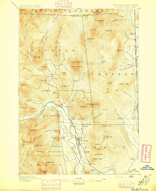North Conway, New Hampshire 1896 (1896) USGS Old Topo Map Reprint 15x15 ME Quad 330267