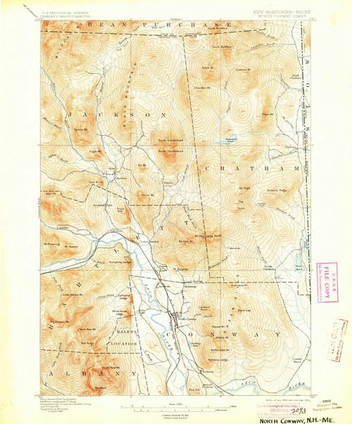 North Conway, New Hampshire 1896 (1904) USGS Old Topo Map Reprint 15x15 ME Quad 330269