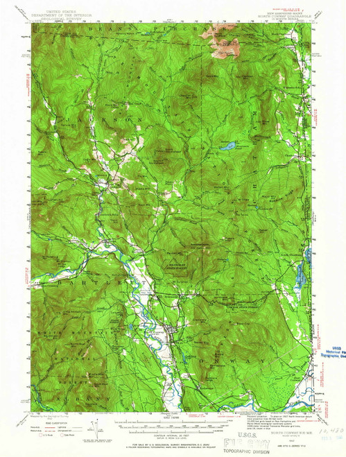 North Conway, New Hampshire 1942 (1966) USGS Old Topo Map Reprint 15x15 ME Quad 330260