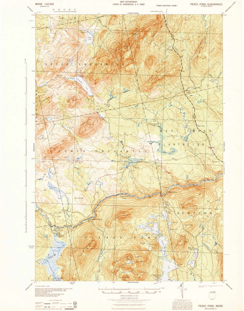 Pierce Pond, Maine 1944 (1944) USGS Old Topo Map Reprint 15x15 ME Quad 460746