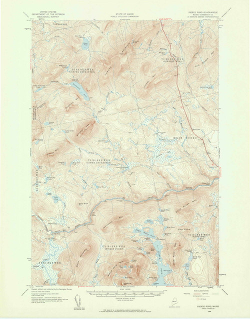 Pierce Pond, Maine 1958 (1960) USGS Old Topo Map Reprint 15x15 ME Quad 306719