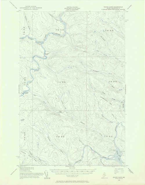 Round Pond, Maine 1955 (1956) USGS Old Topo Map Reprint 15x15 ME Quad 306743