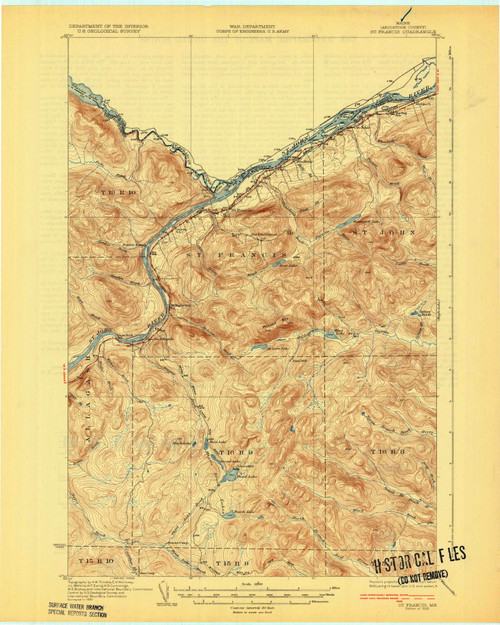 Saint Francis, Maine 1933 (1933) USGS Old Topo Map Reprint 15x15 ME Quad 807657