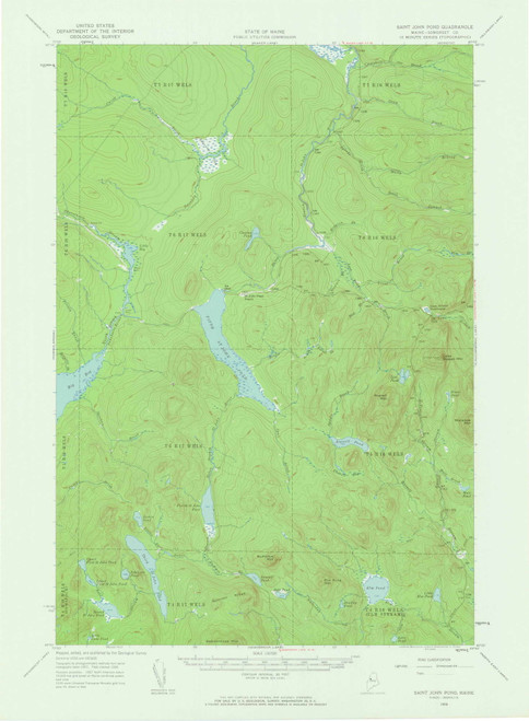 Saint John Pond, Maine 1958 (1962) USGS Old Topo Map Reprint 15x15 ME Quad 306748