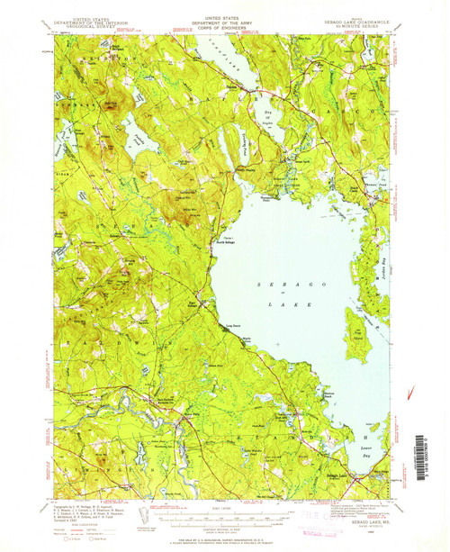 Sebago Lake, Maine 1942 (1959) USGS Old Topo Map Reprint 15x15 ME Quad 460850