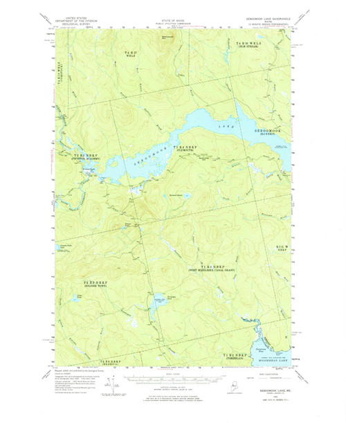 Seboomook Lake, Maine 1954 (1977) USGS Old Topo Map Reprint 15x15 ME Quad 460865