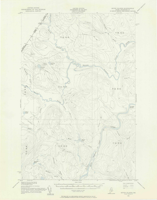 Seven Islands, Maine 1955 (1956) USGS Old Topo Map Reprint 15x15 ME Quad 306774
