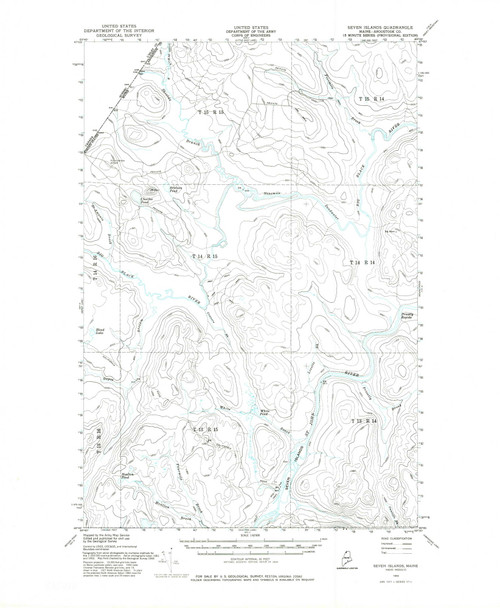 Seven Islands, Maine 1955 (1981) USGS Old Topo Map Reprint 15x15 ME Quad 460868