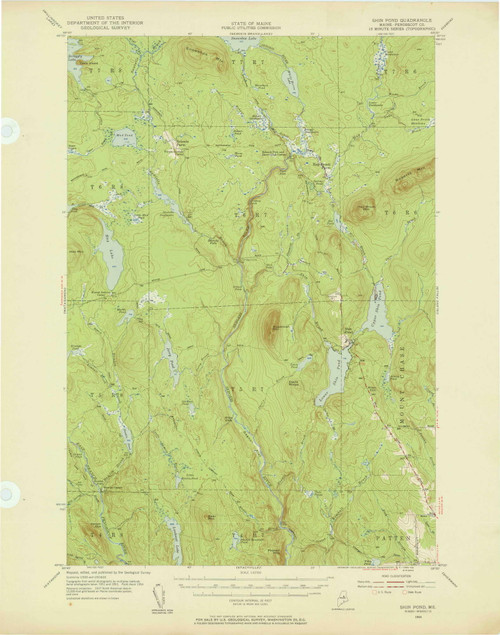 Shin Pond, Maine 1954 (1956) USGS Old Topo Map Reprint 15x15 ME Quad 306778