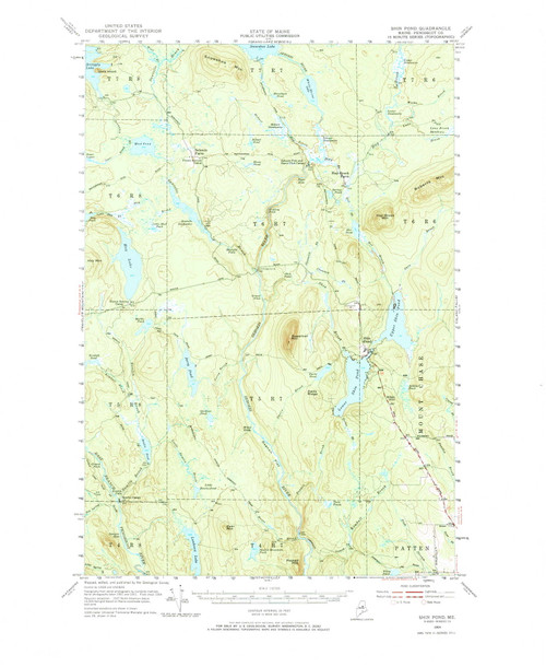 Shin Pond, Maine 1954 (1967) USGS Old Topo Map Reprint 15x15 ME Quad 460871