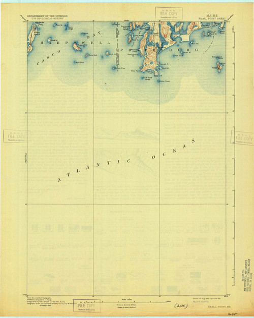 Small Point, Maine 1893 (1931) USGS Old Topo Map Reprint 15x15 ME Quad 807675