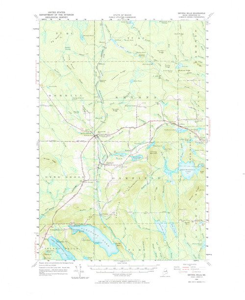 Smyrna Mills, Maine 1955 (1973) USGS Old Topo Map Reprint 15x15 ME Quad 460892