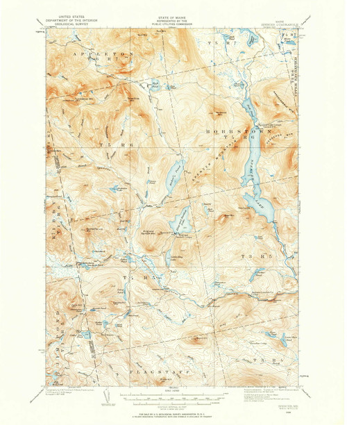 Spencer Lake, Maine 1928 (1958) USGS Old Topo Map Reprint 15x15 ME Quad 460900