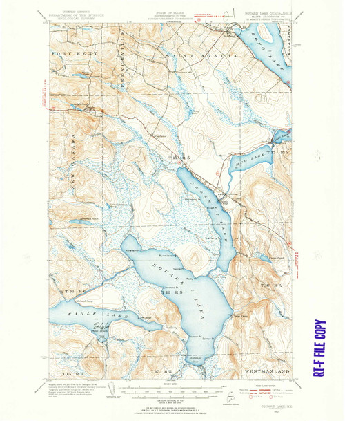 Square Lake, Maine 1953 (1955) USGS Old Topo Map Reprint 15x15 ME Quad 460914
