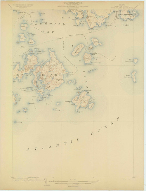 Swans Island, Maine 1904 (1904) USGS Old Topo Map Reprint 15x15 ME Quad 306805
