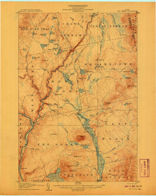 The Forks, Maine 1907 (1907) USGS Old Topo Map Reprint 15x15 ME Quad 807703